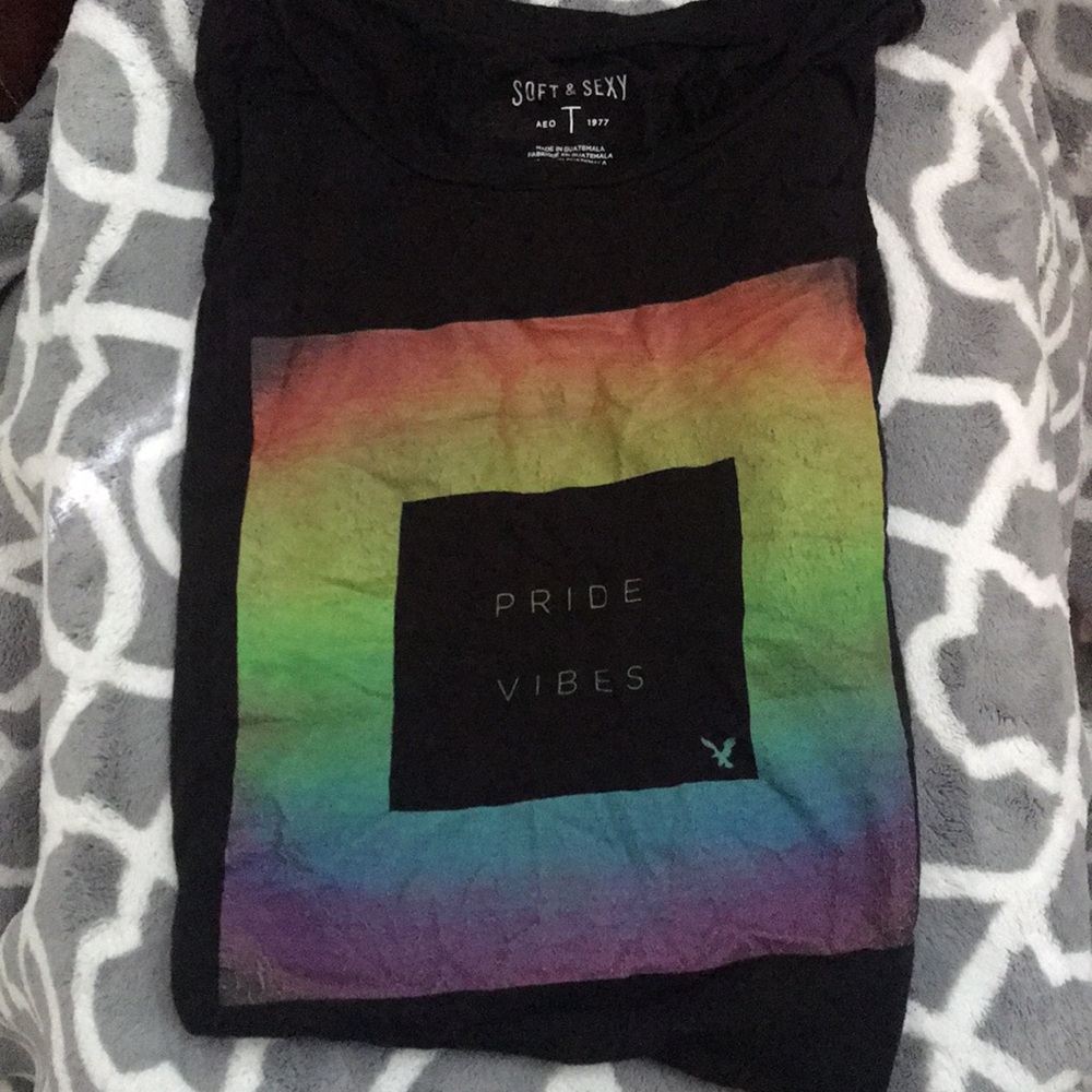 American Eagle pride crop tee